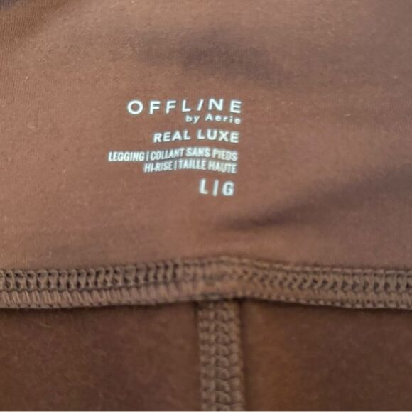 OFFLINE By Aerie Real Luxe Faux Leather Leggings Womens Size Large Brown NWT - Picture 6 of 11